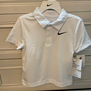 Nike white polo with black logo, 2t NWT